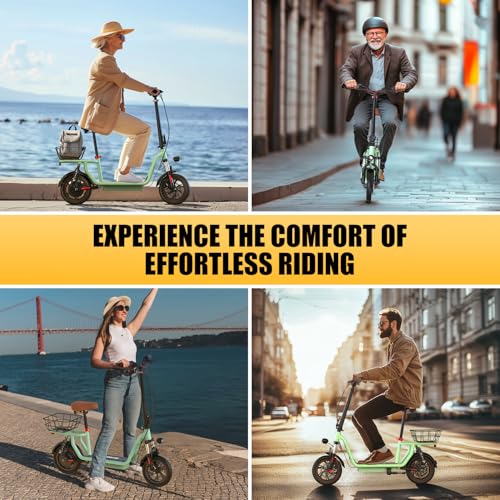 iScooter Electric Scooter with Seat, 37/21 Miles Long Range & 28/19/15.6 MPH Top Speed, 14
