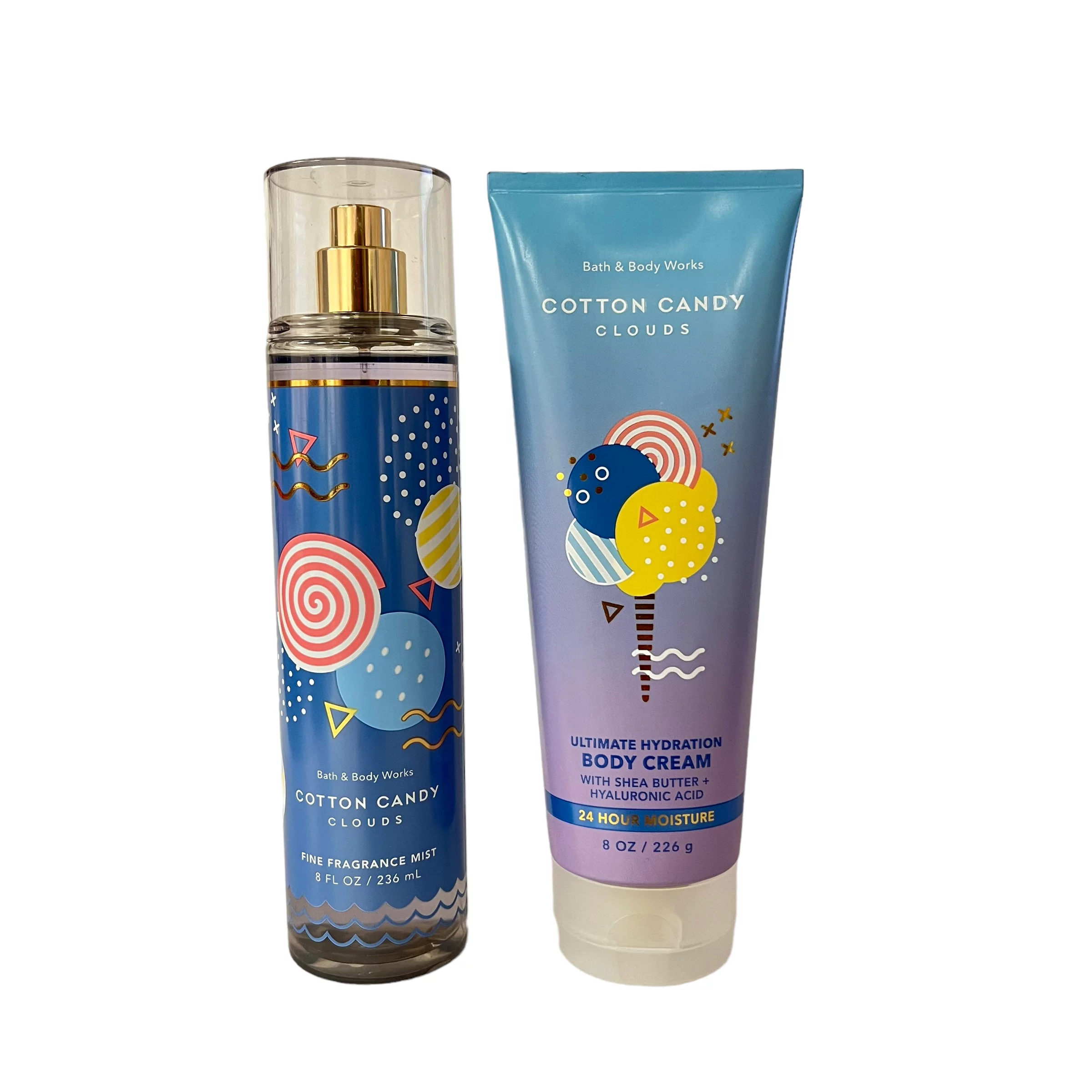 Bath and Body Works Cotton Candy Clouds Fragrance Mist & Body Cream Set 8 fl oz