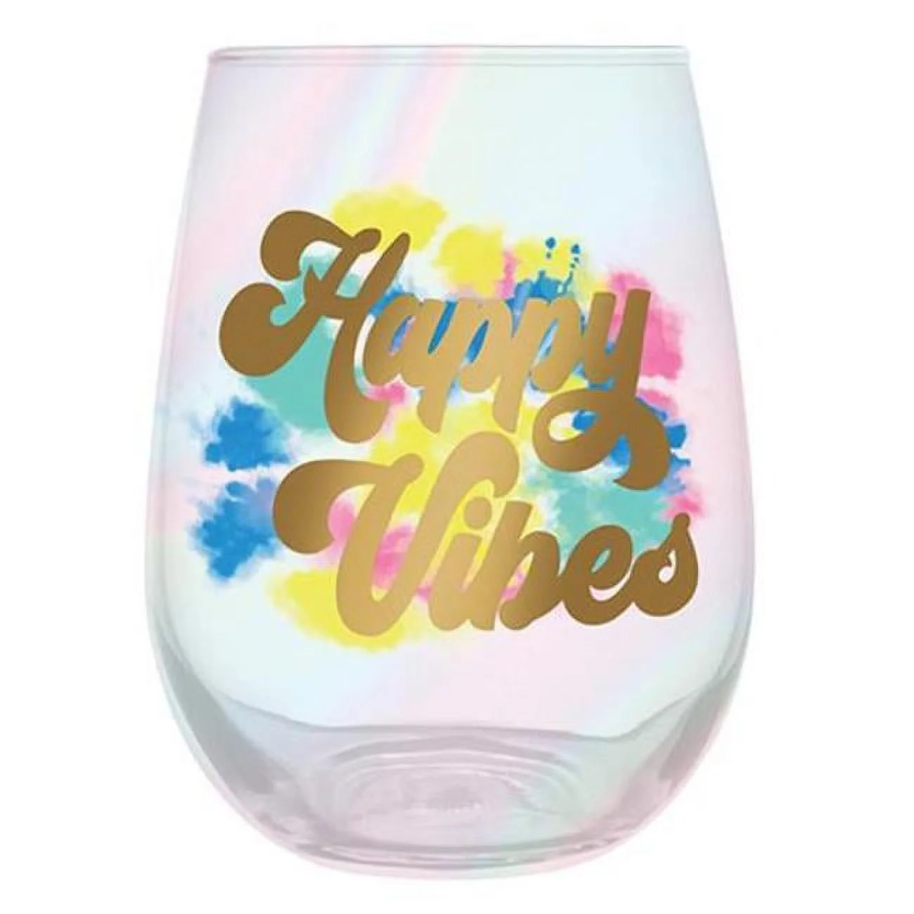 Creative Brands 10-04859-385 30 oz Jumbo Stemless Wine Glass - Happy Vibes