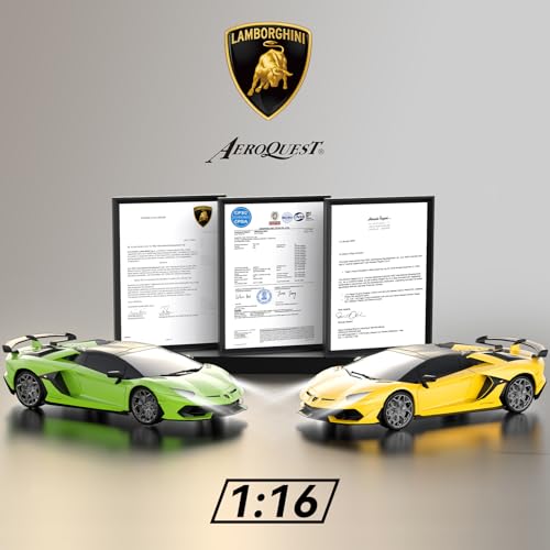 Remote Control Car for Lamborghini, Officially Licensed 1:16 Scale Lambo Hobby Rc Cars with Headlight, 2.4GHz Race Car Toys for Boy Girl 4-12 Years Old, 12Km/h, Birthday Gift
