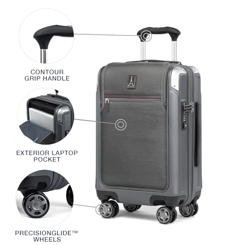Travelpro Platinum Elite Hardside Expandable Carry on Luggage, 8 Wheel Spinner, TSA Lock, Hard Shell Polycarbonate Suitcase, Metallic Sand, Compact Carry on 20-Inch