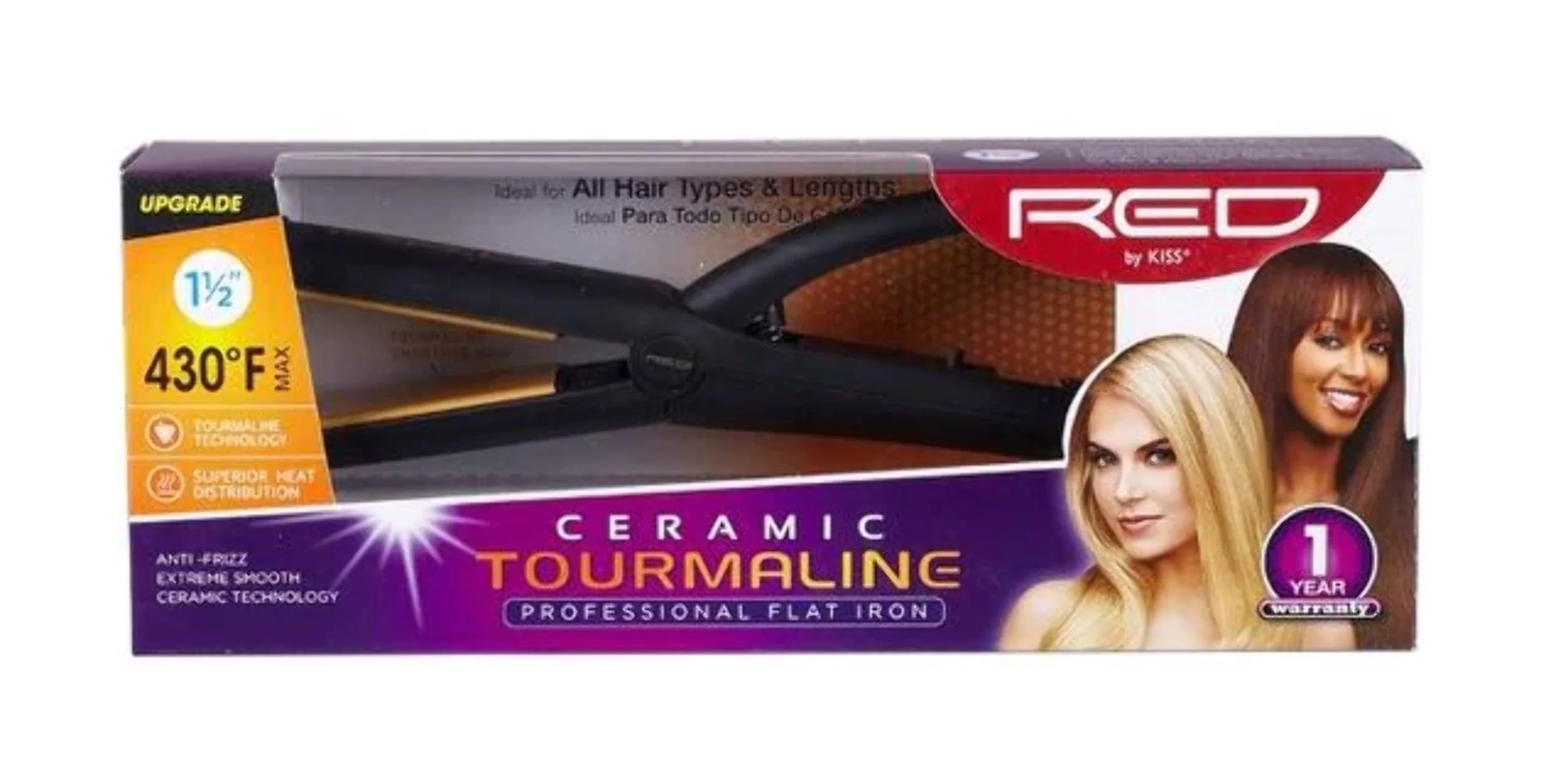 KISS - RED 1 1/2' CERAMIC FLAT IRON
