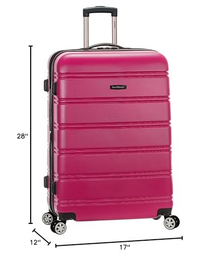 Rockland Melbourne Hardside Expandable Luggage with Spinner Wheels, Blue, Checked Large 28