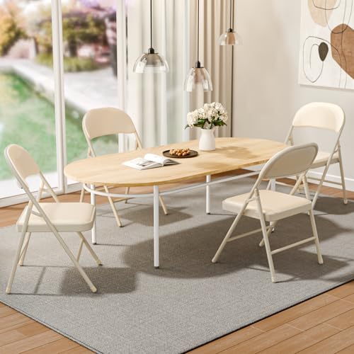 6 Pack Gray Folding Chairs with Padded Cushion and Back for Outside Portable Stackable Commercial Foldable Chairs with Steel Frame for Events Office Wedding Party, 350lbs Capacity