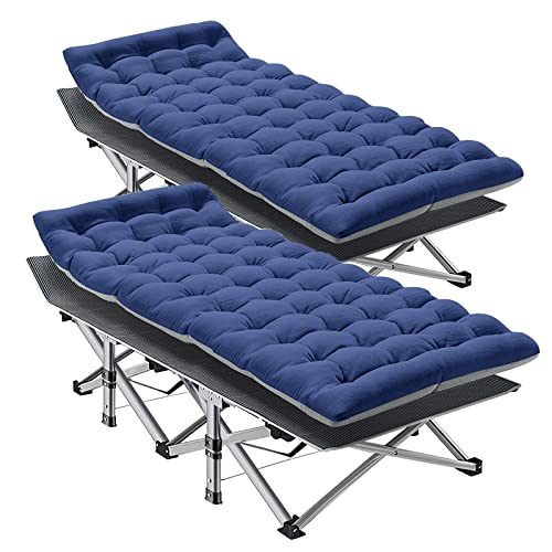 LILYPELLE Folding Camping Cot, Extra Wide Heavy Duty Sleeping Cots with Carry Bag, Double Layer Oxford Portable Travel Camp Cots for Home, Office Nap and Outdoor Beach