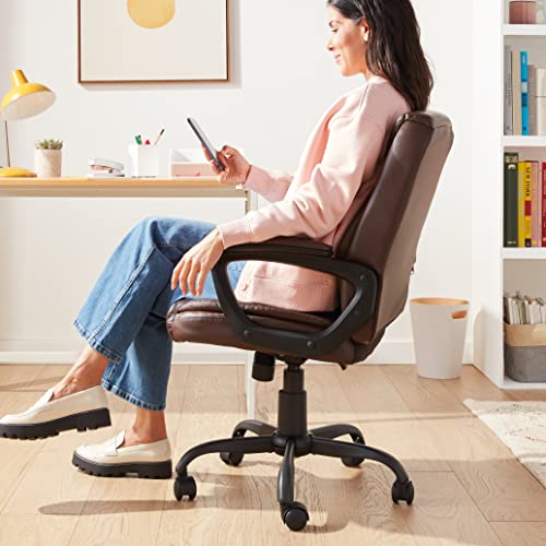 Amazon Basics Classic Puresoft PU Padded Mid-Back Height Adjustable Office Computer Desk Chair with Armrest, 26