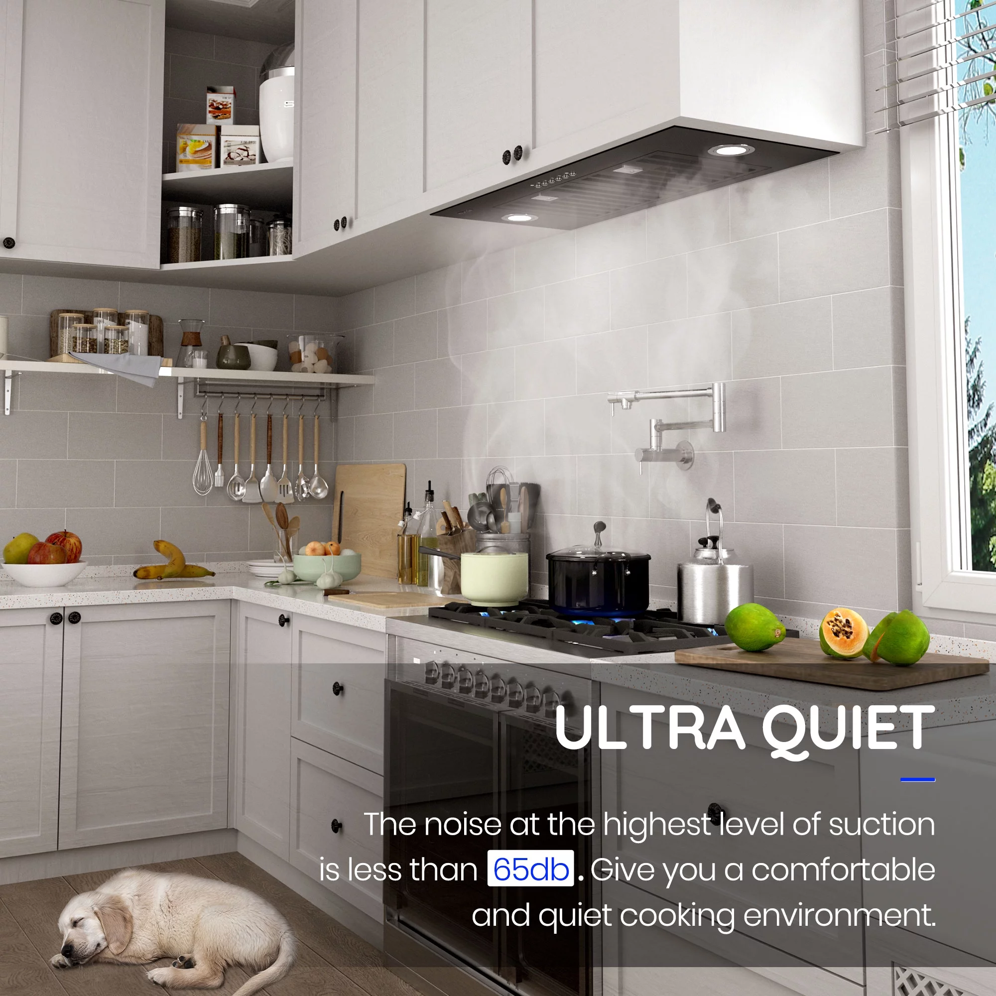 EKON KITCHEN EXPERT Black Stainless Steel 36 Inches Convertible Insert Range Hood NAB01-36H