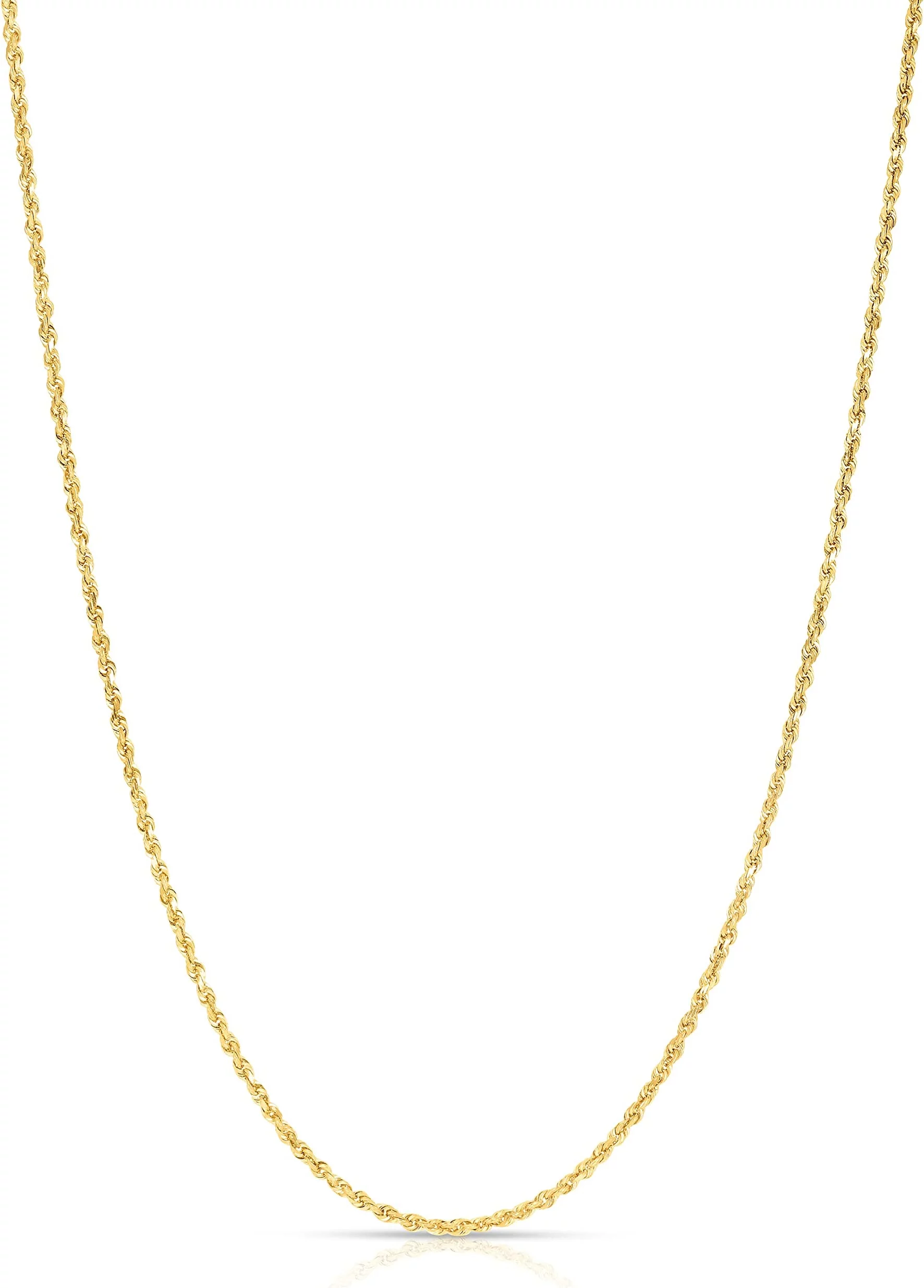 Floreo 10k Yellow Gold 2mm Solid Diamond Cut Rope Chain Necklace