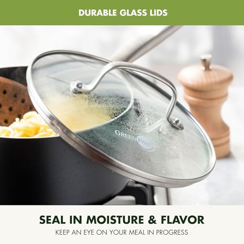 GreenPan Chatham Black Prime Midnight Hard Anodized Healthy Ceramic Nonstick, 3QT Saucepan Pot with Lid, PFAS-Free, Dishwasher Safe, Oven Safe, Black