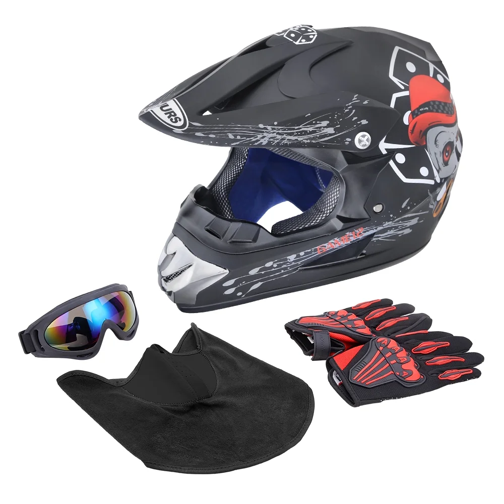 Oumurs DOT Motocross Motorcycle Helmet Open Face Off-road Dirt Bike ATV Helmet Unisex Adult Black M L XL XXL