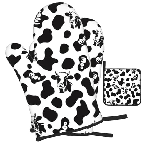 Winter Cardinal Christmas Oven Mitts and Pot Holders Sets of 3,Heat Resistant Hot Pads Oven Gloves for Cooking Grilling Baking, Christmas Kitchen Decor, for Women