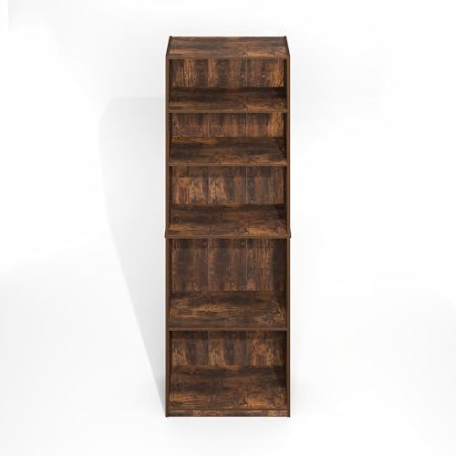 Furinno Gehry 5-Tier Bookcase, Bookshelf with Adjustable Shelves, White