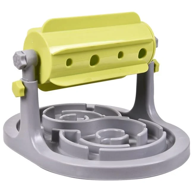 Roto Paw IQ Training Interactive Rotating Slow Dog Feeder, Green & Gray - One Size