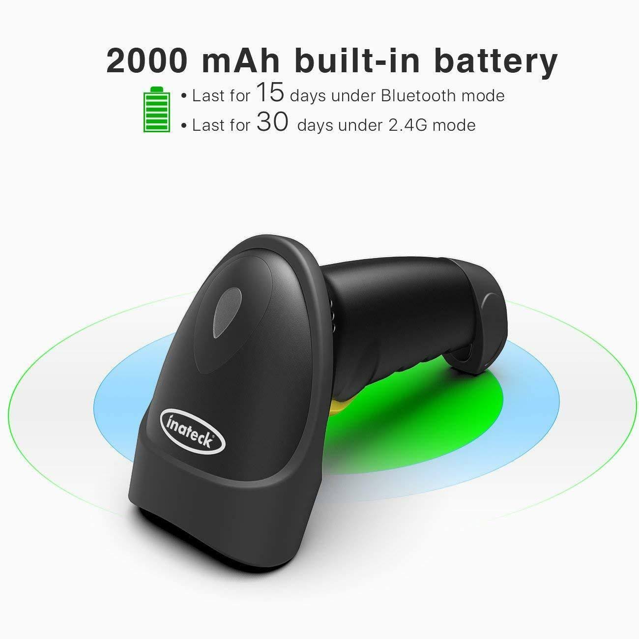 Inateck 2D Wireless Bluetooth Barcode Scanner, Read Barcodes on Displays, Black BCST-50