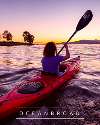 OCEANBROAD Adjustable Kayak Paddle 86in/220cm to 94in/240cm Kayaking Boating Canoeing Oar with Paddle Leash 1 Paddle