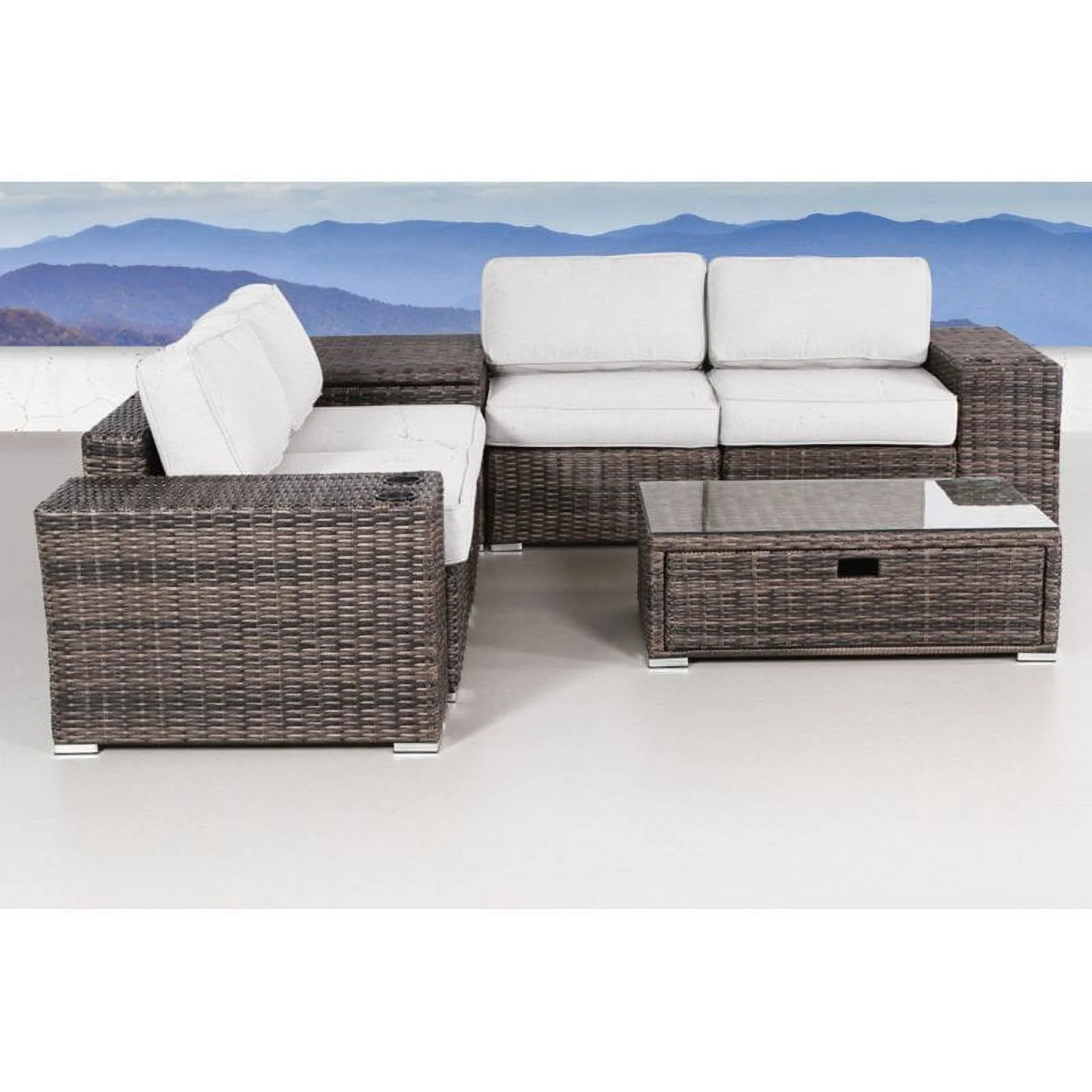 Living Source International 8-Piece Sectional Set with Cushions - Espresso