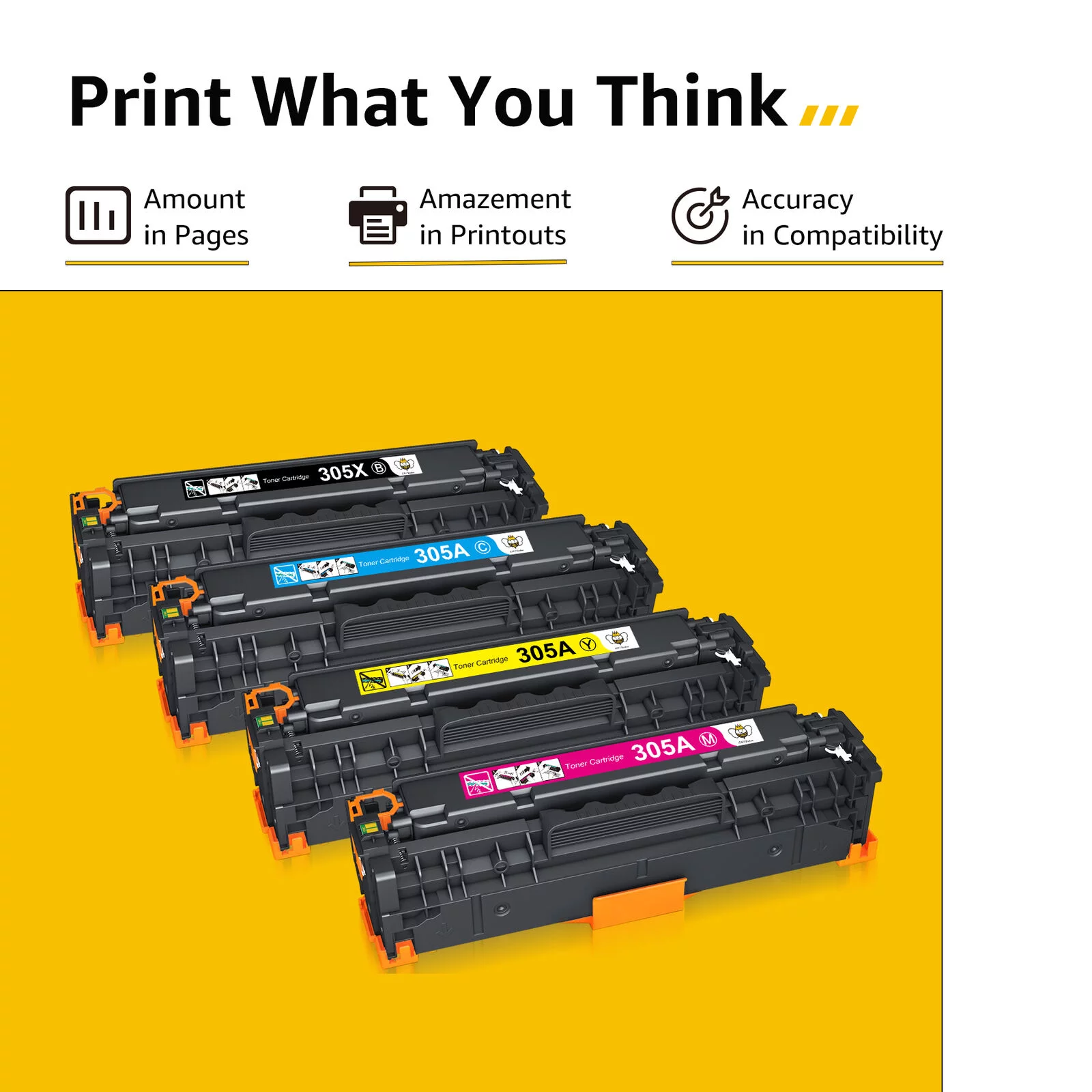 305X 305A CE410X CE410A for HP 305A (CE410A) Toner Cartridge for LaserJet Pro 400 Color M451dw M451dn 451nw M475dn Pro 300 Color MFP M375nw M351 Printer Ink Black, Cyan, Magenta, Yellow 4-Pack