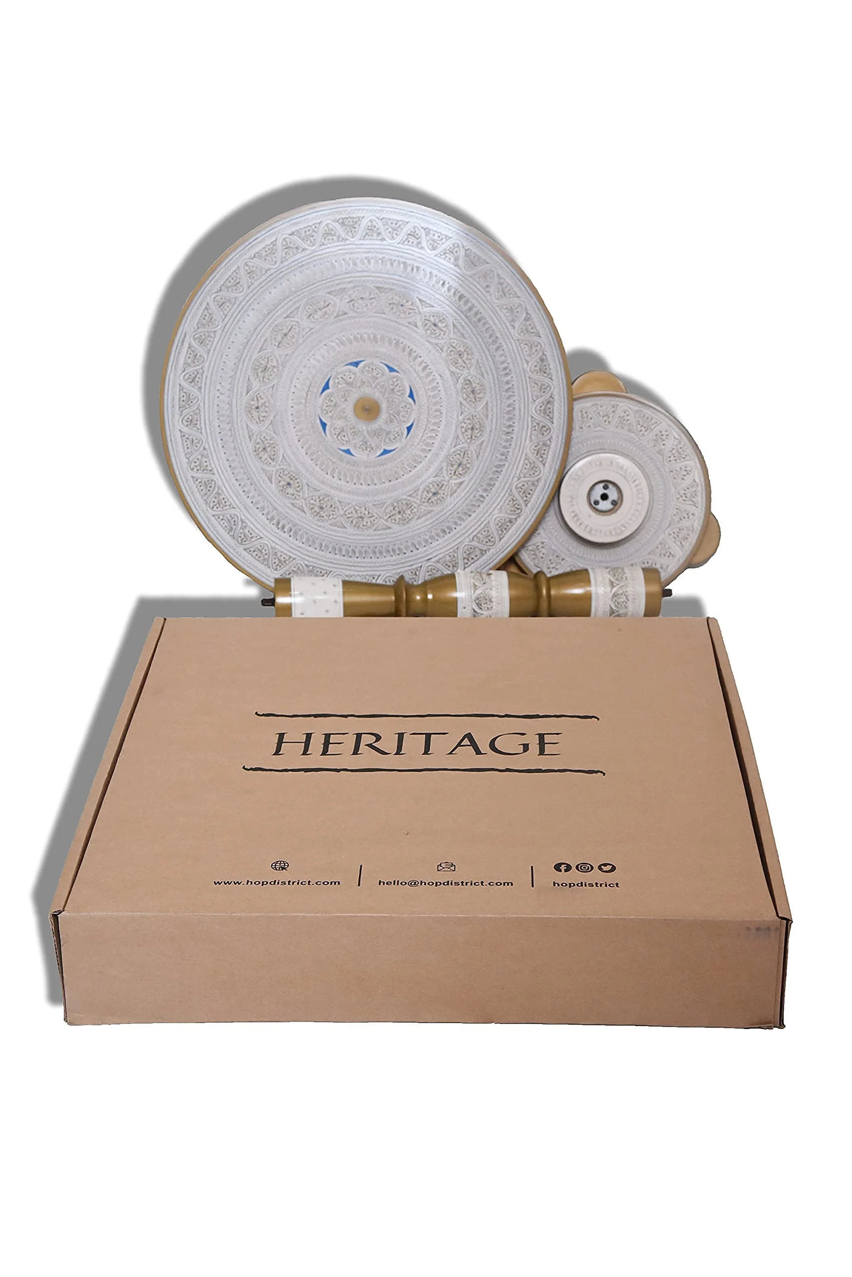 Decorative Handmade Wooden Coffee Table - Unique & Vintage Design - Perfect for Living Room (Pearl White)