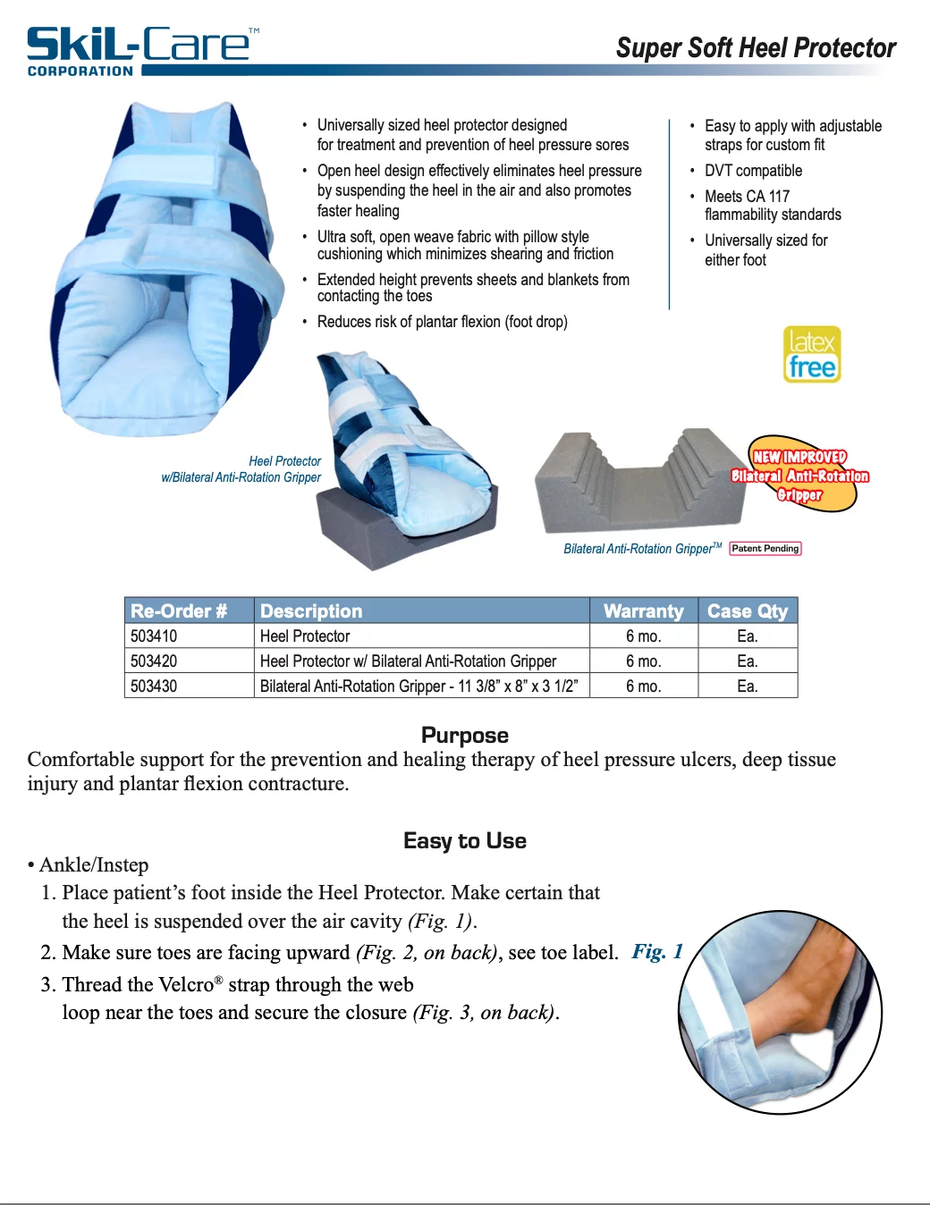 Skil-Care Super Soft Heel Protection Boot Blue One Size Fits Most Hook and Loop Strap Fastening 503410