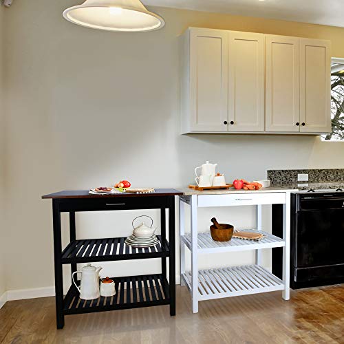 Casual Home Kitchen Island with Solid American Hardwood Top, Natural/White, 40