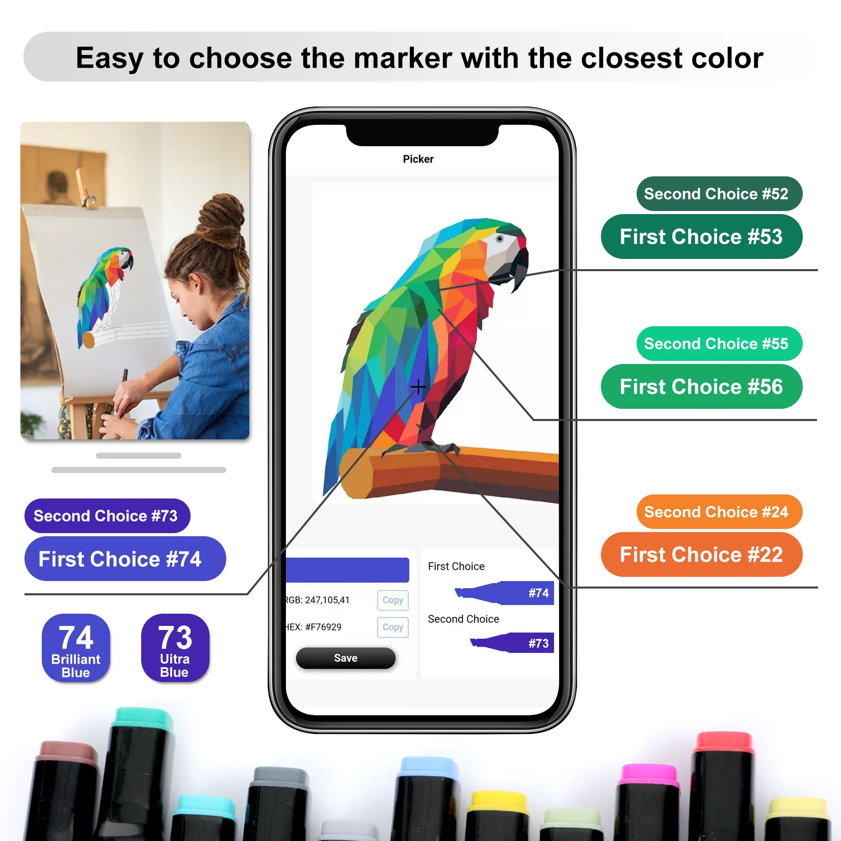 262 Colors Alcohol Markers with Free App, Alcohol-Based Markers for Artists, Art Markers for Painting, Coloring, Sketching and Drawing, Chisel and Fine Tip, Great Gift Idea.