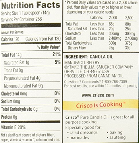 Crisco Pure Canola Oil, 40 Fluid Ounce (Pack of 2)