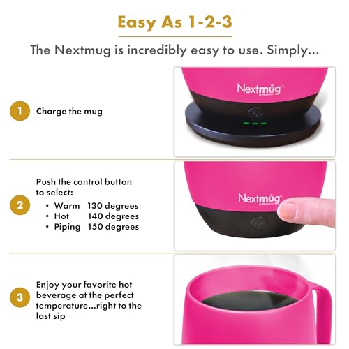 Nextmug - Temperature-Controlled, Self-Heating Coffee Mug (Burgundy - 14 oz.)