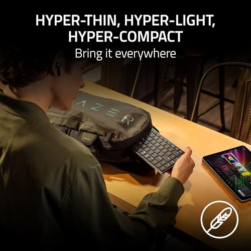Razer Joro Portable Wireless Gaming Keyboard: Thin, Light, Compact - Chroma RGB - Low Profile Switches - Bluetooth - Long Battery Life - Snap Tap - For PC & Mac Laptops, Steam Deck, Smartphone, Tablet