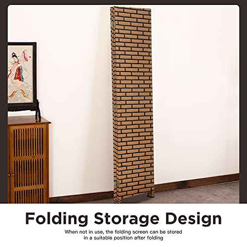 Wood Mesh Woven Design 4 Panel Folding Wooden Screen Room Divider
