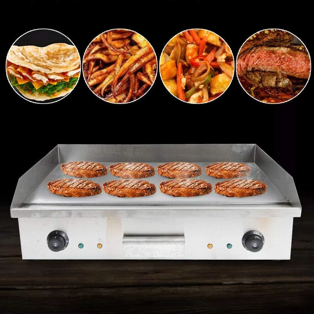 Wuzstar 3KW Commercial Griddle Electric Flat Top Grill Stainless Steel Teppanyaki Non-Stick Countertop BBQ Grill