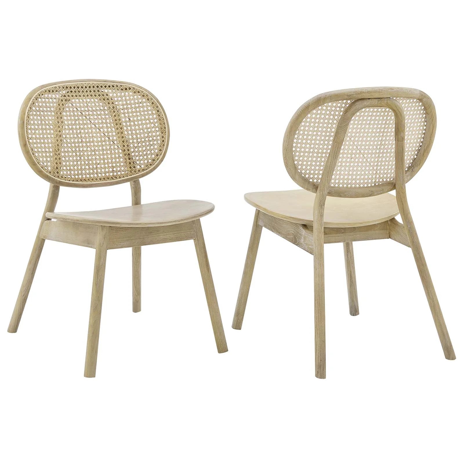 Modway Malina Wood Dining Side Chair Set of 2 in Gray