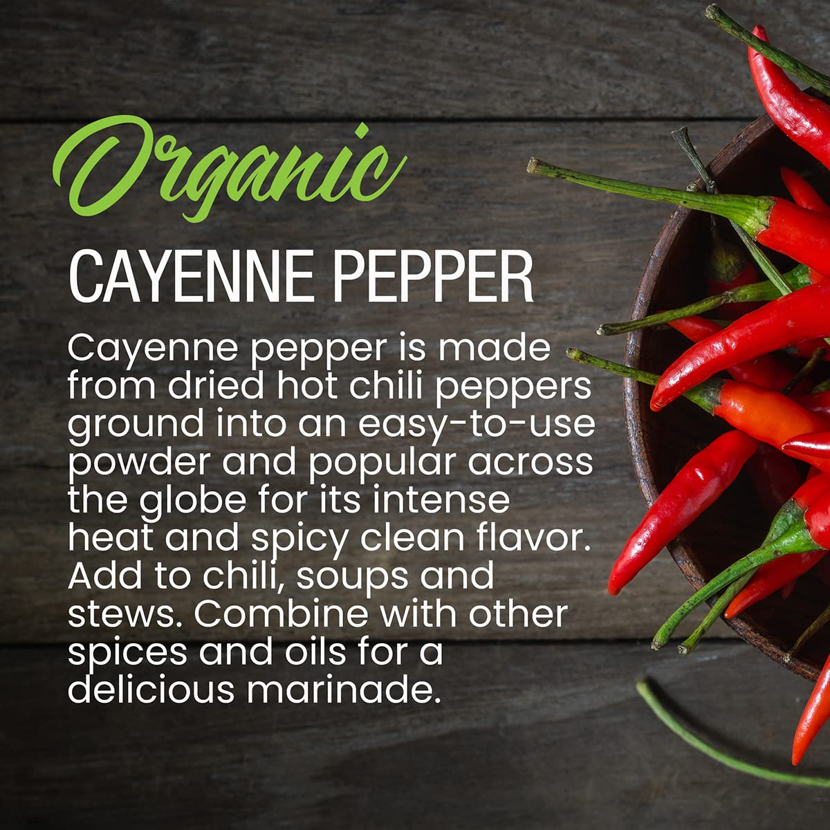 The Spice Lab Organic Cayenne Pepper Powder - Gluten Free Ground Cayenne Pepper for Mexican and Indian Cooking - 1.7 oz French Jar - Organic Kosher, Non GMO & Keto Friendly Seasoning