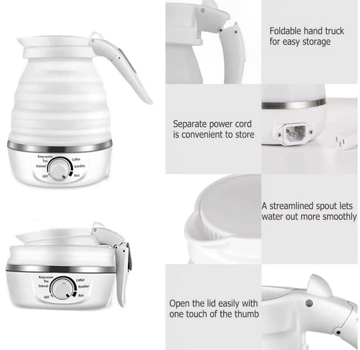Travel Foldable Ultrathin Upgraded Electric Kettle Boil Dry Protection