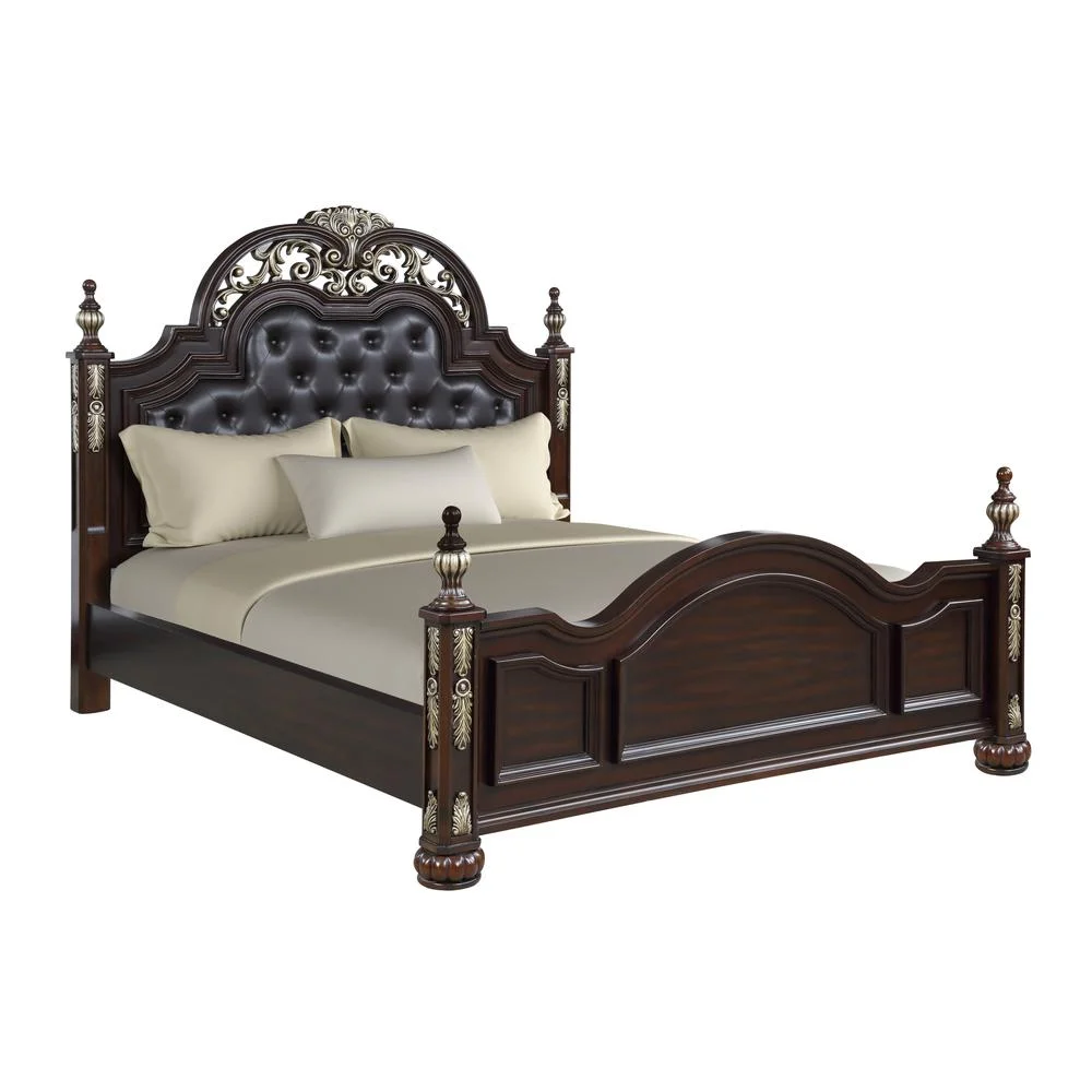New Classic Furniture Maximus Contemporary Solid Wood 5/0 Q Bed in Brown