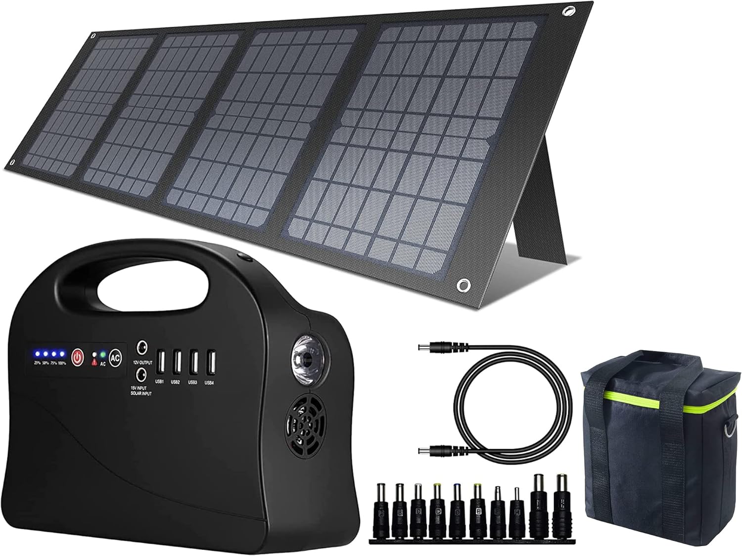 Enginstar Portable Power Station 120Wh, 100W Solar Generator, 40W Solar Panel, Carrying Case Storage Box for Power Station,Portable Backup Lithium Battery Pack Bank Picnic Camping Wild Fishing Hunting