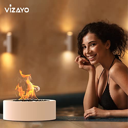 Tabletop Fire Pit for Patio - 14.2 x 10.2 inch Indoor Outdoor Table Top Firepit Bowl - Use Gel Fuel Cans - Tabletop Fireplace for Balcony, Patio Decor - White