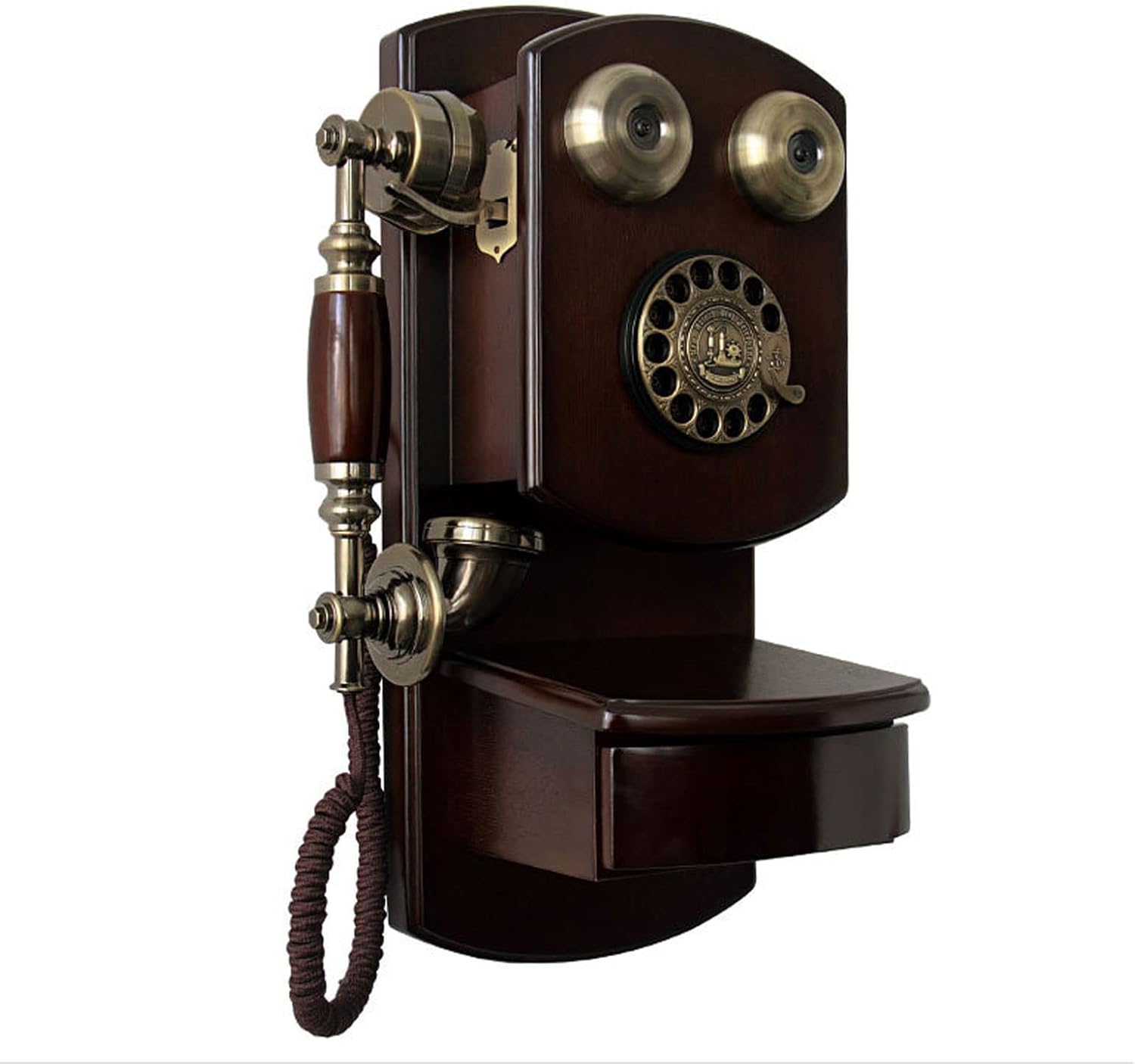 Retro Antique Corded Landline Phone, Classic Old Fashioned Rotary Dial Telephone Decor for Home Desk Decoration Ornament