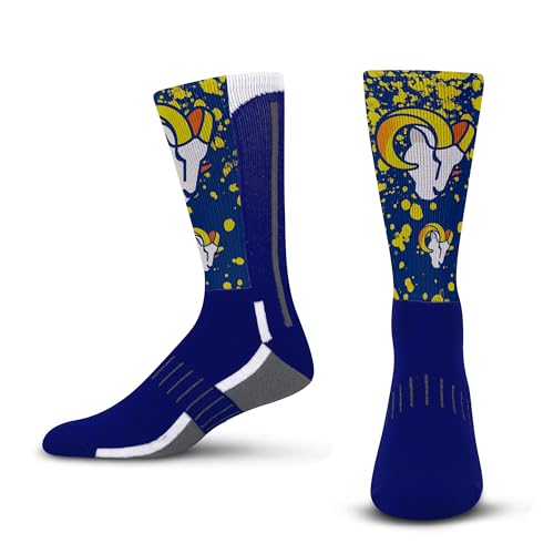 For Bare Feet NFL Men Women Team Color Logo Game Day Splatter Performance Warm & Cold Weather Comfort Crew Sock