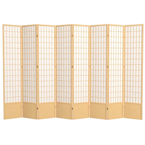 Red Lantern 7 ft. Tall Window Pane Shoji Screen-White-3 Panels Room Divider