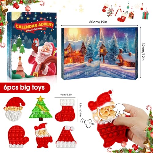 Fidget Advent Calendar for Kids, 2025 Christmas Countdown Advent Calendar 24 Days, Bubble Toy Surprise Box Christmas Advent Calendar Fidget Toys Pack, Surprise Christma Goodies for Girls Boys