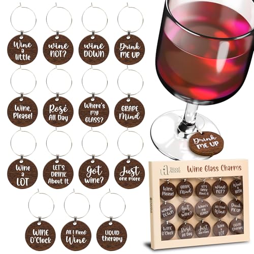 Funny Wine Glass Charms - 15 Pcs Christmas Wine Charms For Stem Glasses Tags, Drink Glass Identifiers Drink Markers For Birthday, Tasting Party Decorations