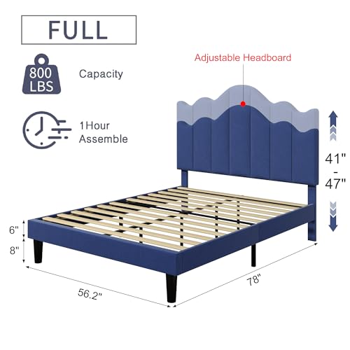 VECELO Queen Size Platform Bed Frame with Type-C & USB Charging Stations/4 Storage Drawers, Upholstered Adjustable Headboard, Strong Wooden Slats Support, No Box Spring Needed, Easy Assembly