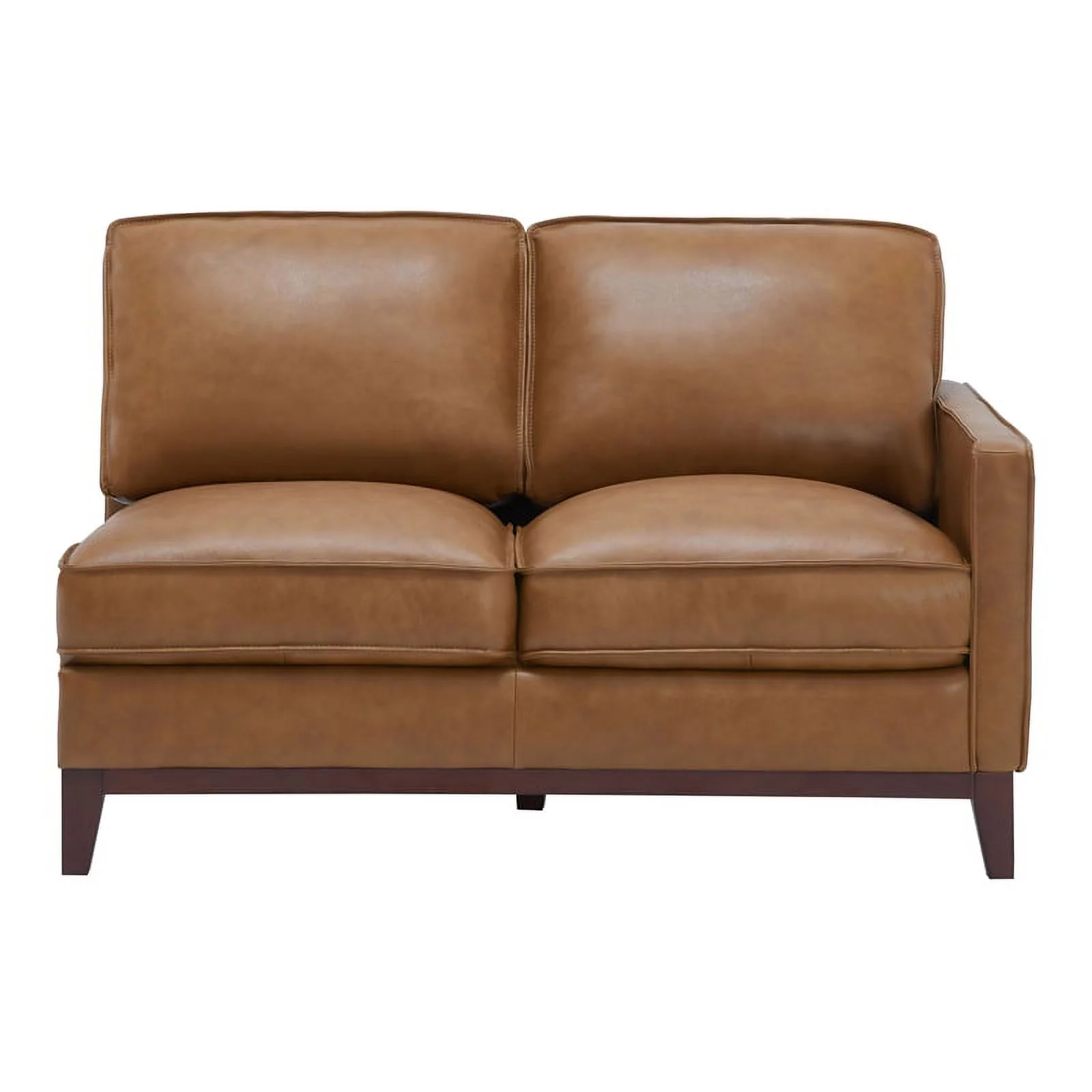 Leather Lusso Grayson Genuine Leather Sectional Right Arm Loveseat in Camel