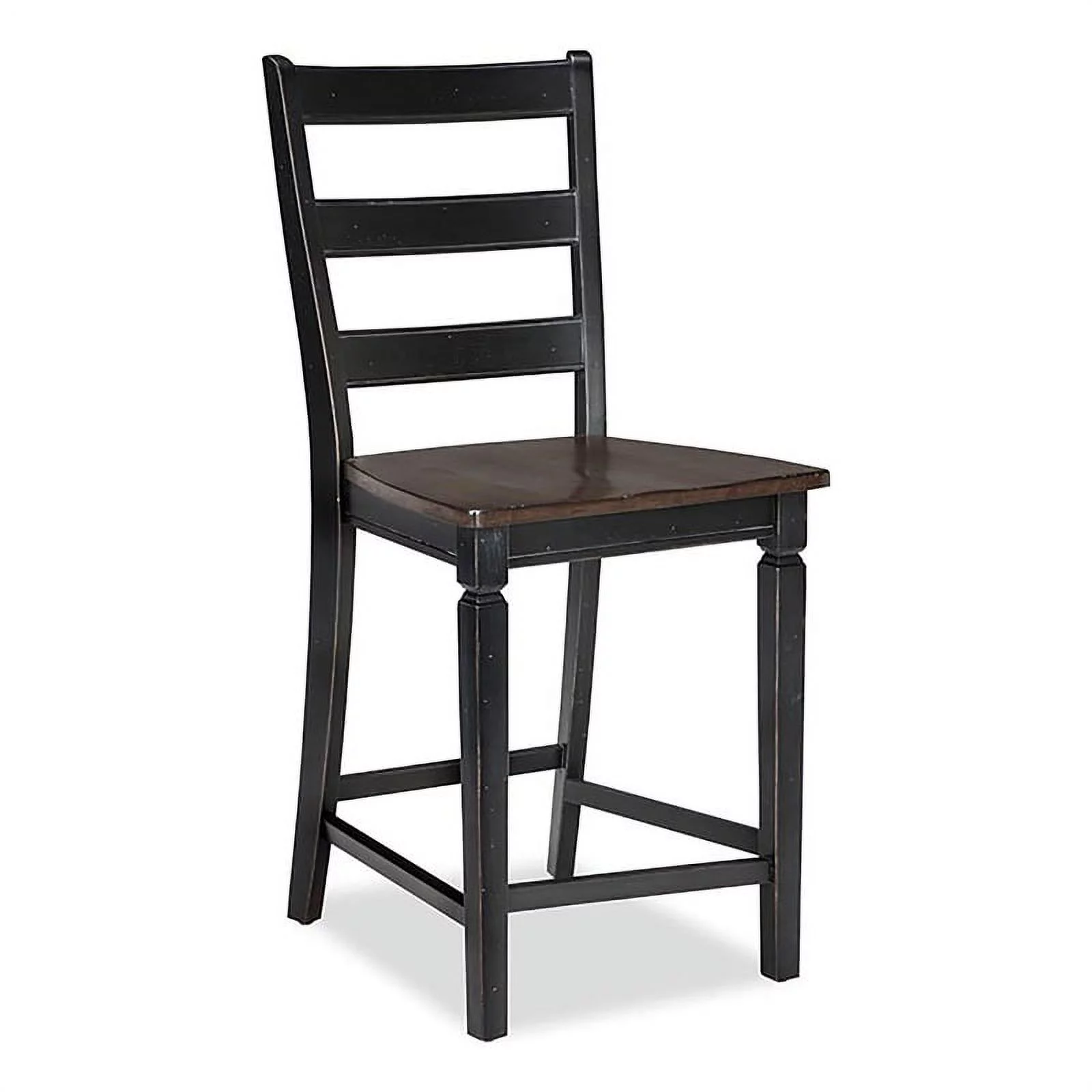Intercon Furniture Glennwood Wood Ladder Back Barstool in Black (Set of 2)