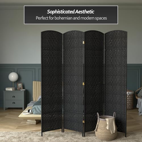Red Lantern 7 ft. Tall Diamond Weave Dark Beige-6 Panels Room Divider