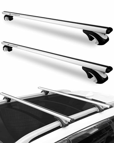 Car Roof Rack Cross Bars 55” Thick Aluminum Crossbars Universal Roof Rack Adjustable Roof Cross Bars with 200 lbs Load Capacity Fits Most Vehicles with Existing Raised Side Rails with Gap