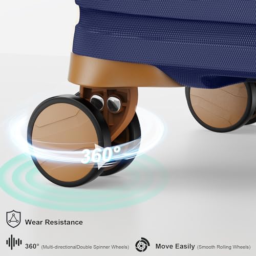 Joyway Carry On Luggage 20 Inch Expandable Suitcase with Spinner Wheel, 4 Piece Hard Shell Luggage Set with TSA Lock(White brown)