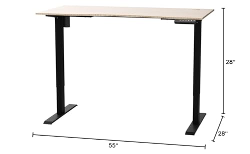 FLEXISPOT EN2 Whole-Piece Standing Desk with Clamp Power Strip, 55 x 28” Electric Stand Up Height Adjustable Desk with Cable Management (Black Frame + 55