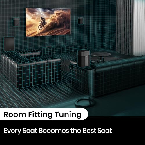 Hisense HT Saturn 4.1.2Ch Sound Bar with Wireless Subwoofer, Dolby Atmos, DTS:X, Bluetooth 5.3, EzPlay, 4K HDMI Pass Through, Roku TV Ready, HDMI/AUX/ARC/Optical/USB, 5 EQ Modes, Hi Concerto