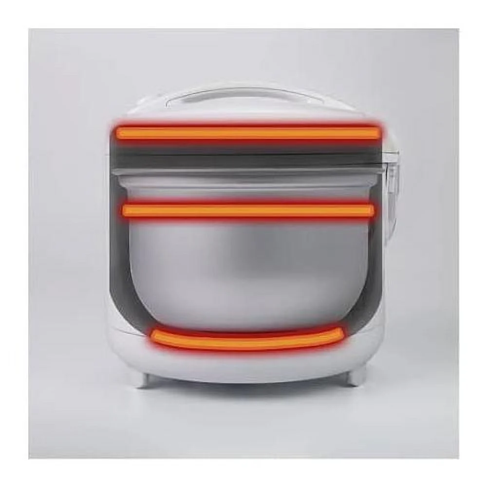 Automatic Rice Cooker And Warmer (White) Bundle With 9.5-Inch Rice Washing Bowl With Side And Bottom Drainers (2 Items)